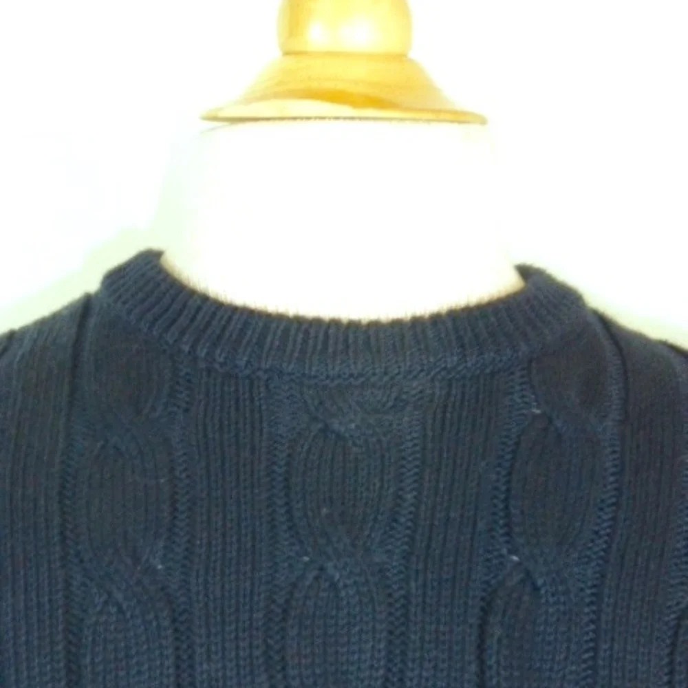 Blumarine  Oumo Italy navy blue cotton cable crew neck sweater XL